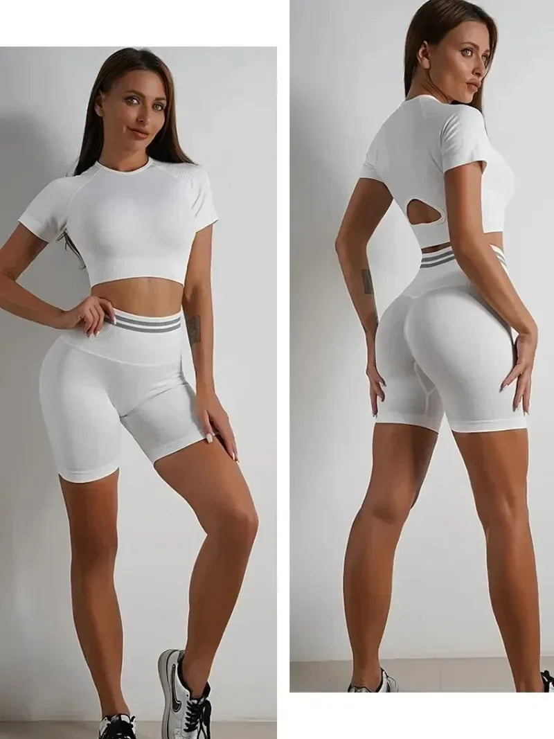 Women's Yoga Clothing Set Long Sleeve Leggings Pants for Gym Fitness Tracksuit Active Wear Workout Clothes