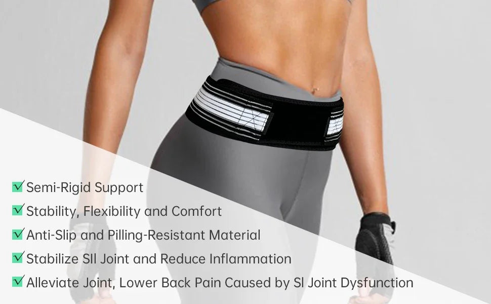 Sacroiliac SI Joint Hip Belt Lower Back Support Brace for Hip Pain Relief Pelvic Stability Chiropractic Care