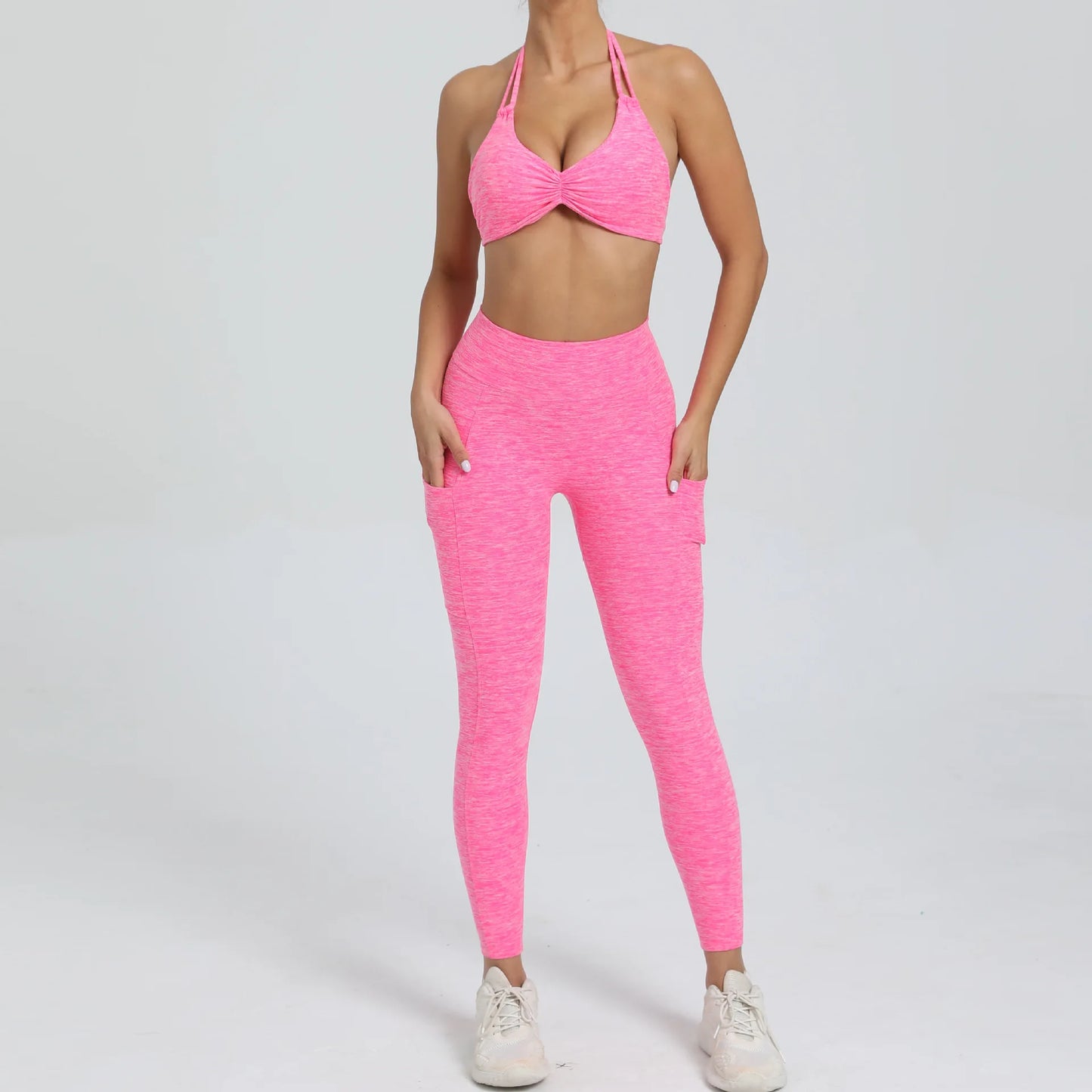 Eye Catching Yoga Set for Women 2PCS with Shorts Crop Top Sports Bra Gym Fitness Tracksuit for Running
