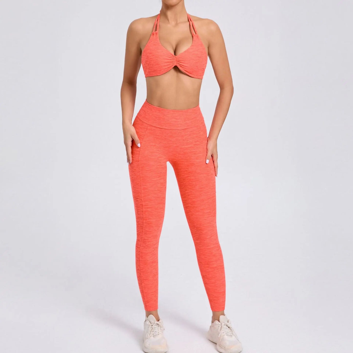 Eye Catching Yoga Set for Women 2PCS with Shorts Crop Top Sports Bra Gym Fitness Tracksuit for Running