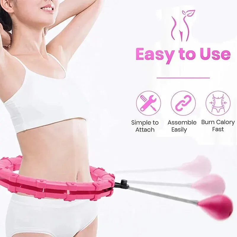 Weighted Sports Circle Hoops for Adults Weight Loss Plus Size for Adults Smart Exercise 2 in 1 Adjustable with Detachable Knots