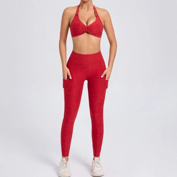 Eye Catching Yoga Set for Women 2PCS with Shorts Crop Top Sports Bra Gym Fitness Tracksuit for Running