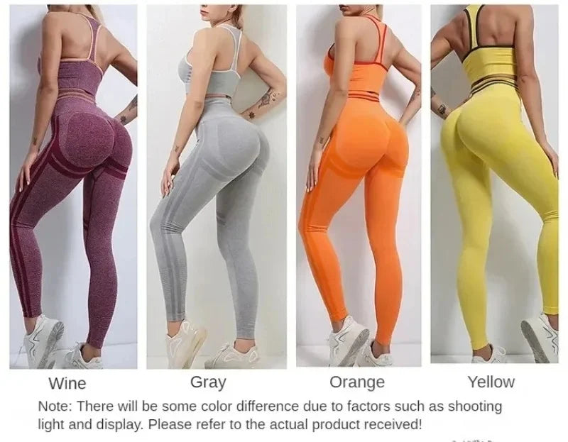 Women's Yoga Clothing Set Long Sleeve Leggings Pants for Gym Fitness Tracksuit Active Wear Workout Clothes