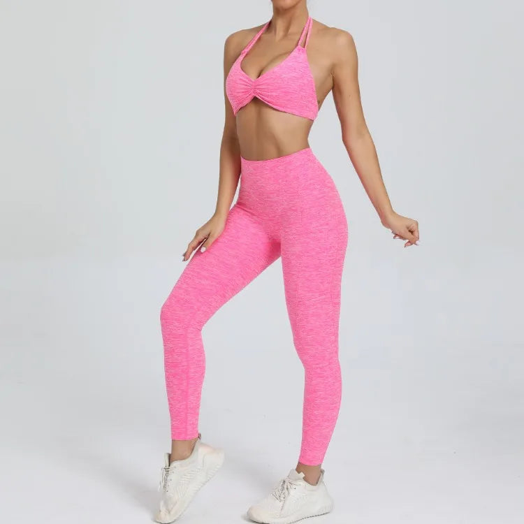 Eye Catching Yoga Set for Women 2PCS with Shorts Crop Top Sports Bra Gym Fitness Tracksuit for Running