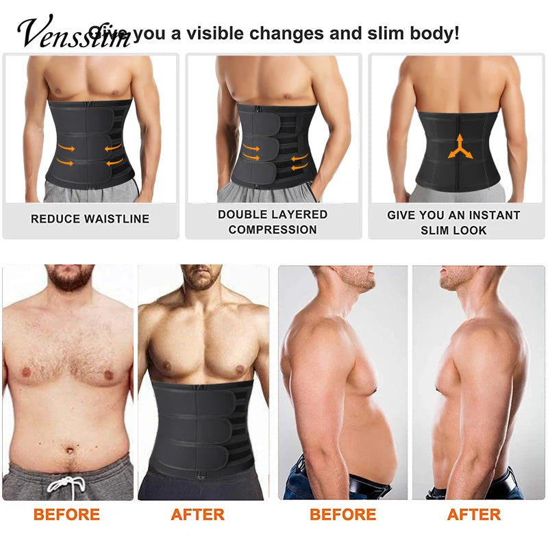 Men Waist Trainer Corset Slimming Belt Weight Loss Body Shaper Abdominal Trimmer Sweat Fat Burner Belly Girdle
