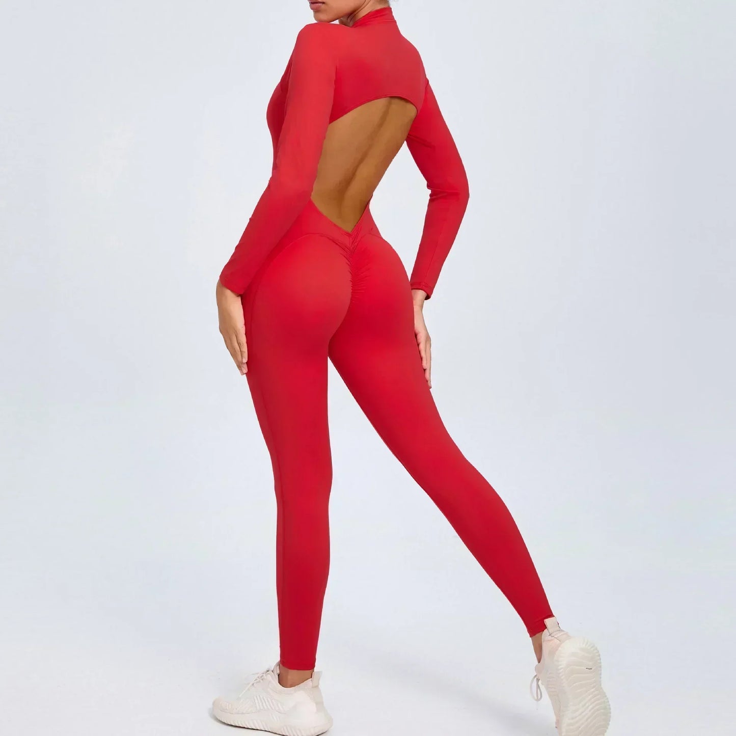 Seamless Yoga Zipper Jumpsuit for Women Long-Sleeved Hip-Lifting Fitness Beauty Back Sports Workout Gym Tracksuit