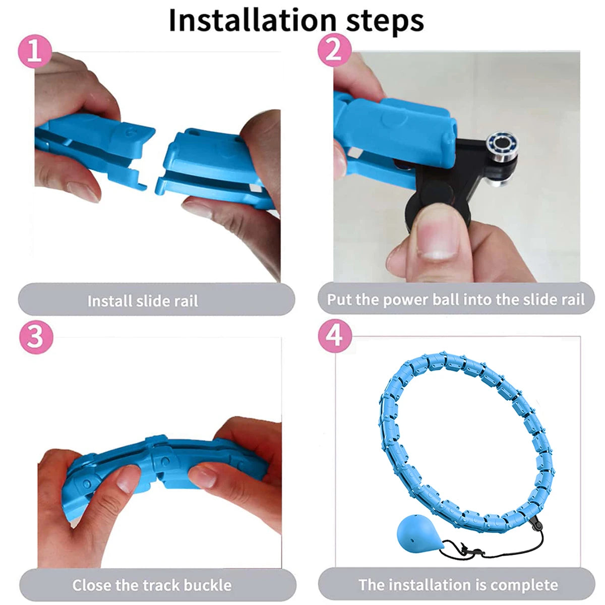 21/24/27/30 Knots Blue Weighted Hula Circle Sport Hoops Weight Loss Plus Size Smart Exercise Adjustable with Detachable Knots