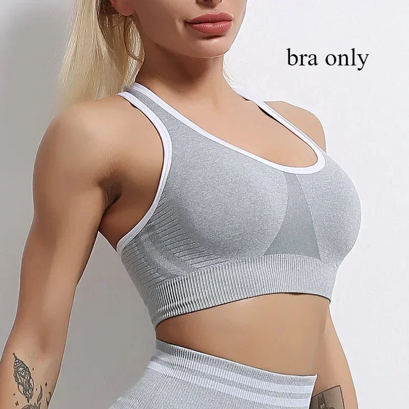 Women's Yoga Clothing Set Long Sleeve Leggings Pants for Gym Fitness Tracksuit Active Wear Workout Clothes