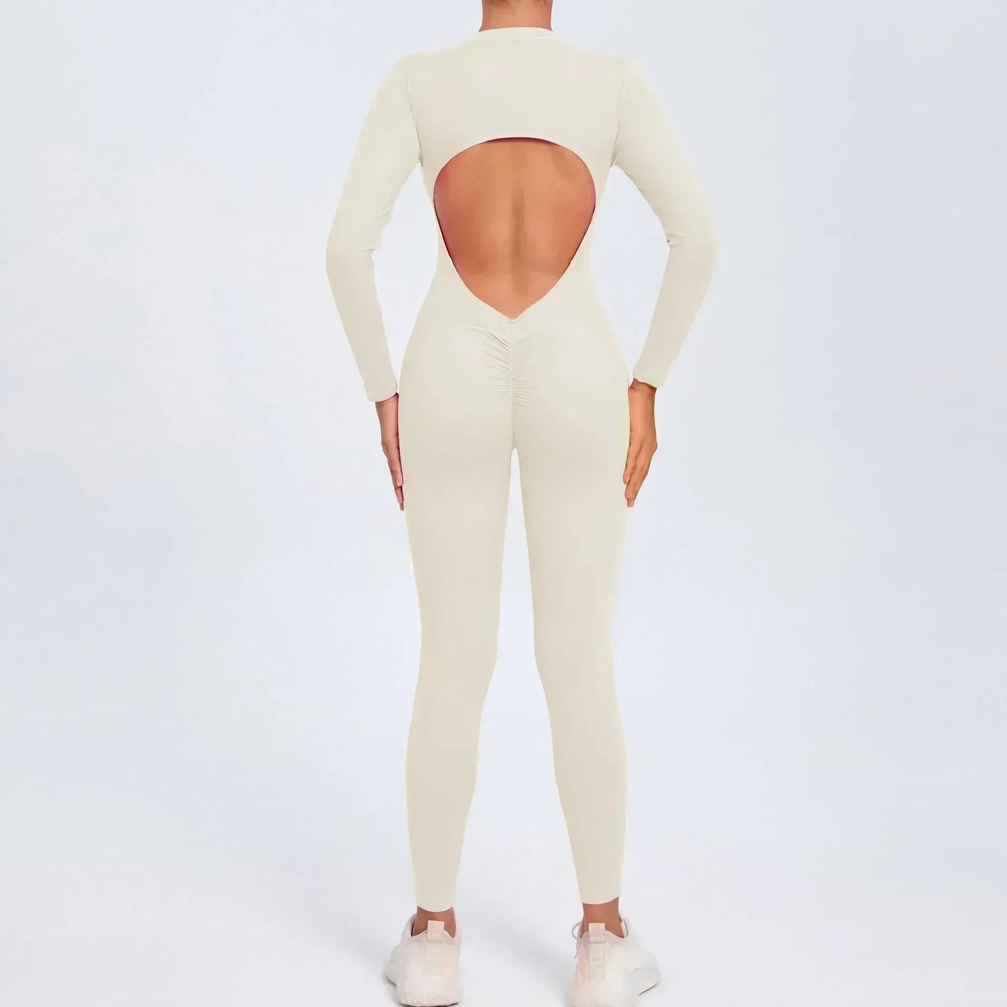 Seamless Yoga Zipper Jumpsuit for Women Long-Sleeved Hip-Lifting Fitness Beauty Back Sports Workout Gym Tracksuit