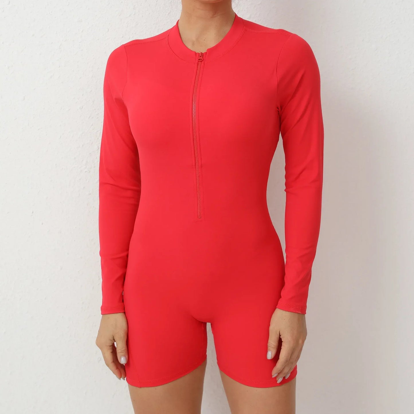 Seamless Yoga Zipper Jumpsuit for Women Long-Sleeved Hip-Lifting Fitness Beauty Back Sports Workout Gym Tracksuit