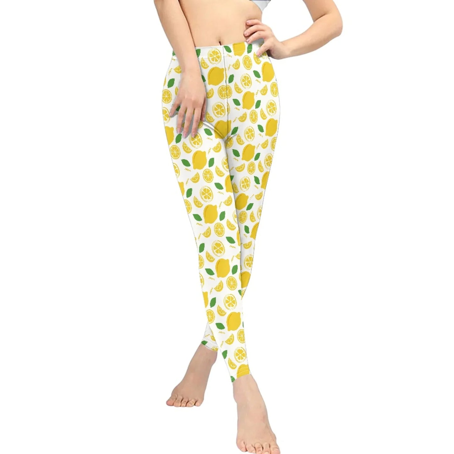 High Waist Breathable Yoga Pants for Women Slim Fit Soft Printed Leggings Party Gift with Lemon Fruit Cartoon Images
