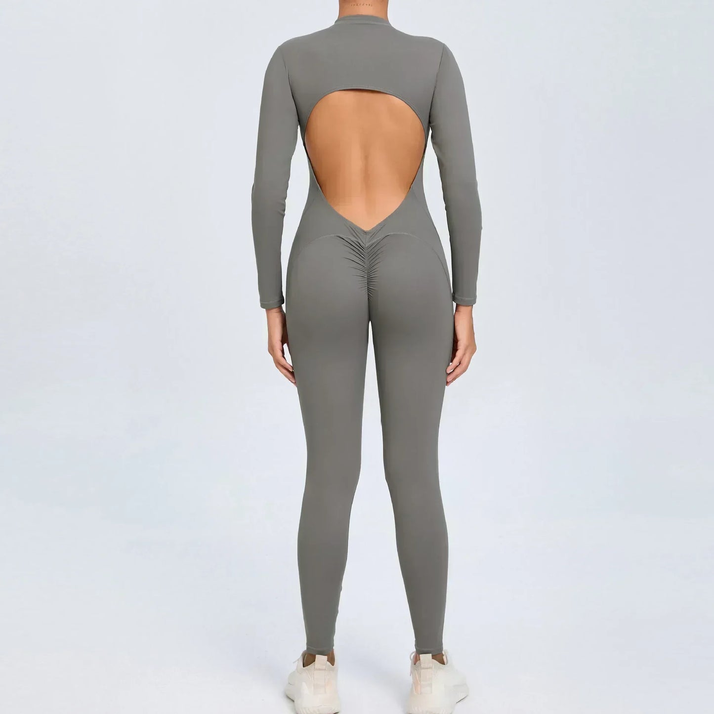 Seamless Yoga Zipper Jumpsuit for Women Long-Sleeved Hip-Lifting Fitness Beauty Back Sports Workout Gym Tracksuit
