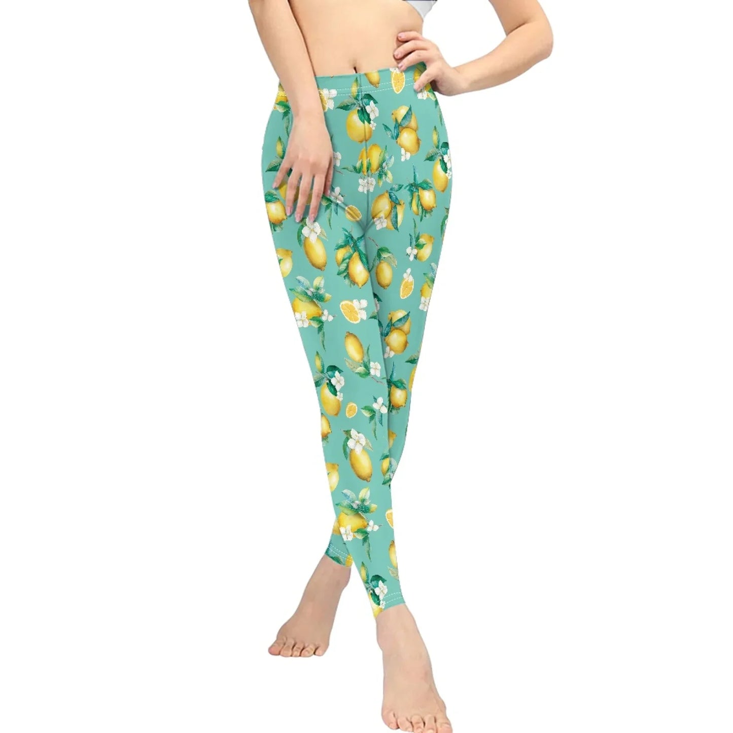 High Waist Breathable Yoga Pants for Women Slim Fit Soft Printed Leggings Party Gift with Lemon Fruit Cartoon Images