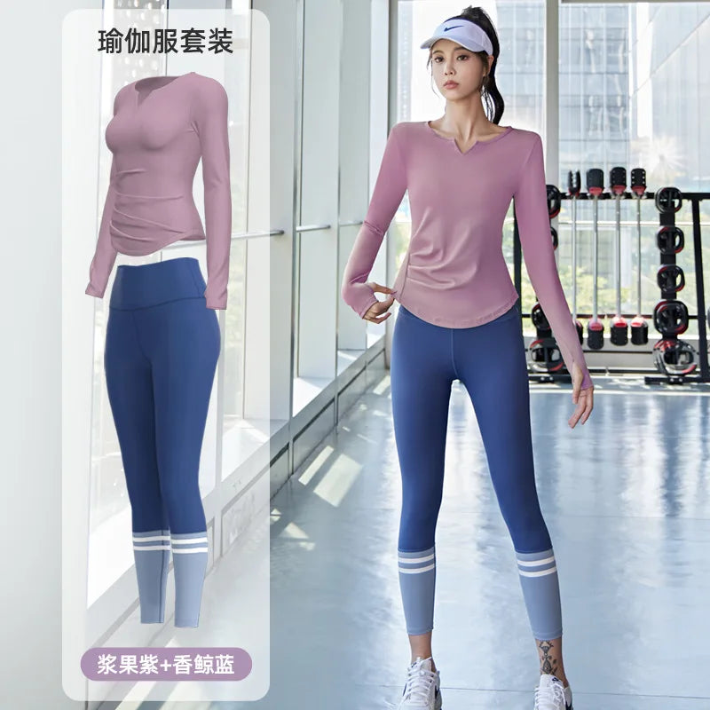 Women's Quick-Drying Seamless Yoga Top High-Waist Hip-Lifting Fitness Pants Elastic Running Sports Cycling Suit