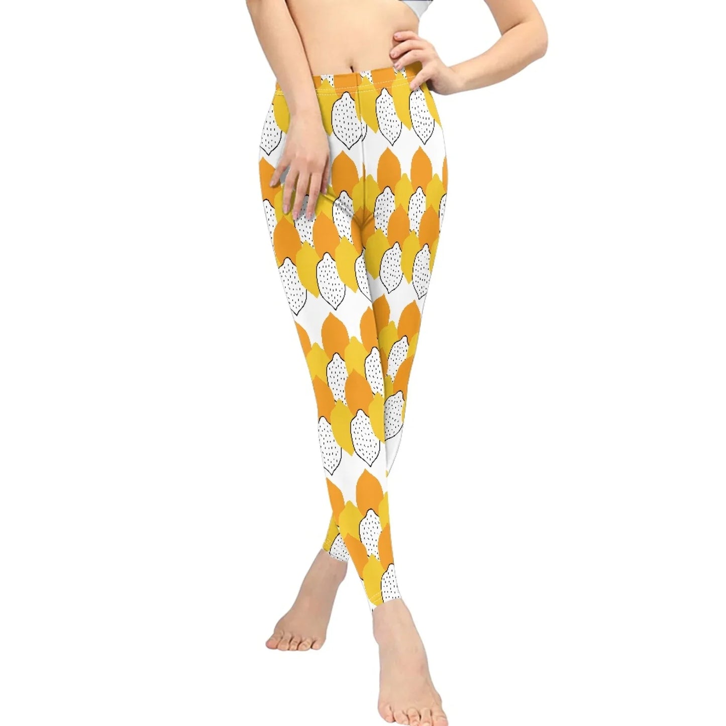 High Waist Breathable Yoga Pants for Women Slim Fit Soft Printed Leggings Party Gift with Lemon Fruit Cartoon Images