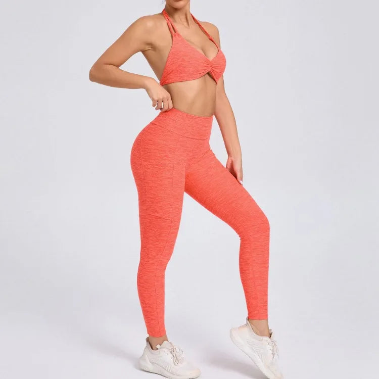 Eye Catching Yoga Set for Women 2PCS with Shorts Crop Top Sports Bra Gym Fitness Tracksuit for Running