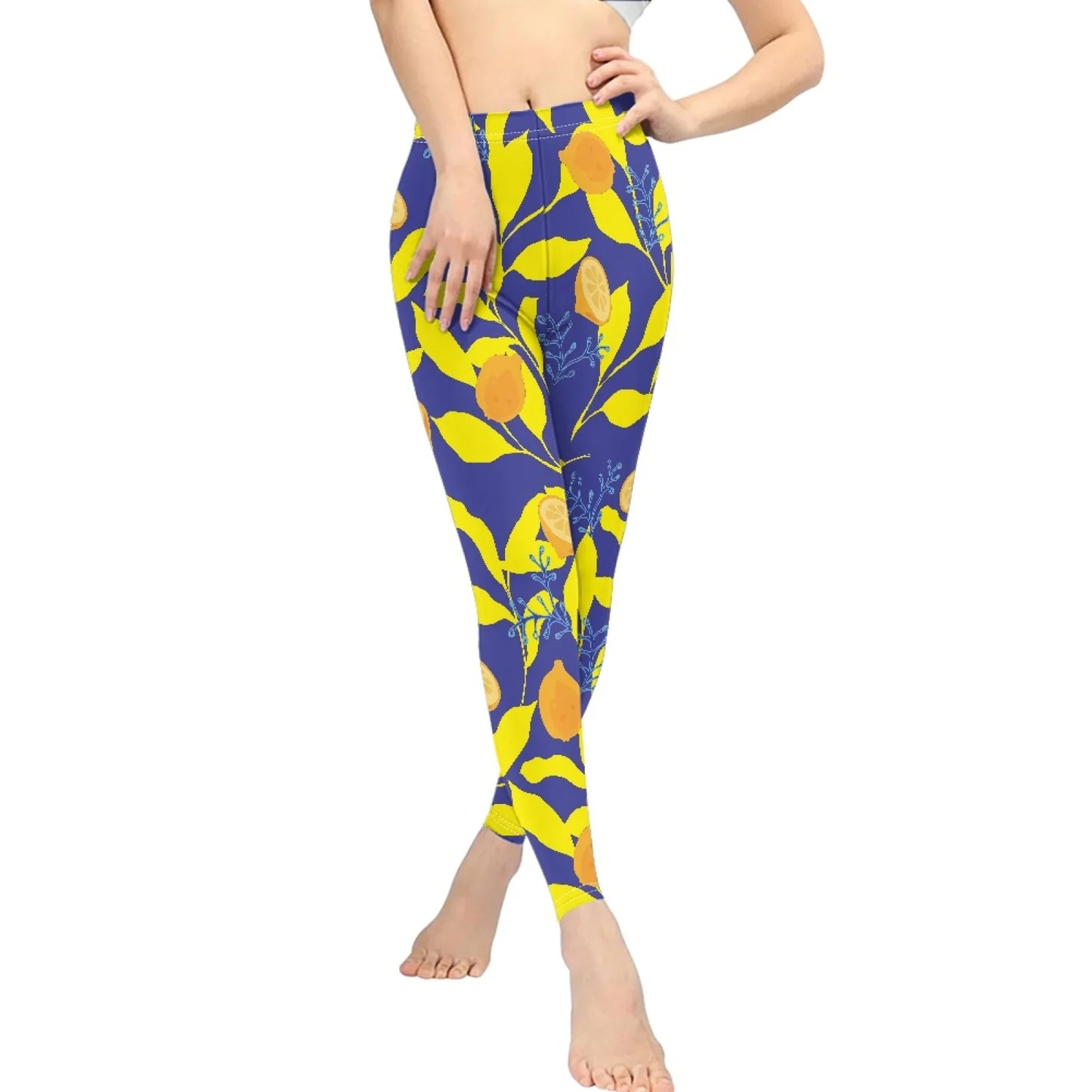 High Waist Breathable Yoga Pants for Women Slim Fit Soft Printed Leggings Party Gift with Lemon Fruit Cartoon Images