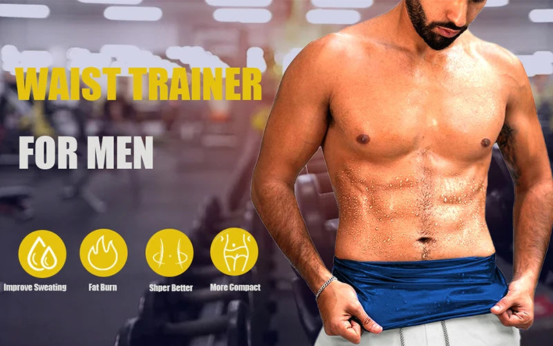 Men Slimming Body Shaper Sauna Sweat Belt Waist Trainer Corsets Belly Girdle to Lose Weight Belly Fat Burner Burning Man