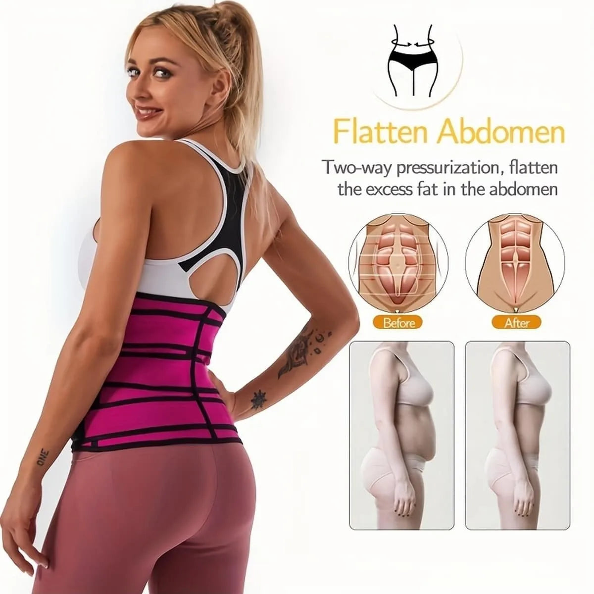 Adjustable Breasted Tummy Control Waistbelt, Hook & Loop Sweat Sauna Body-shaped Fitness Exercise Sports Waist Trainer, Women's